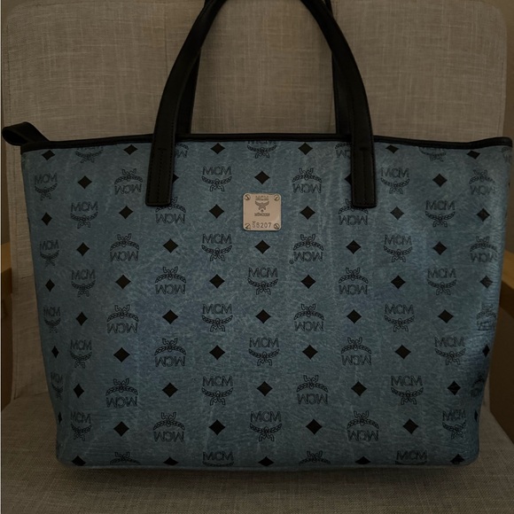MCM Blue Tote with Black Accents - Picture 1 of 9